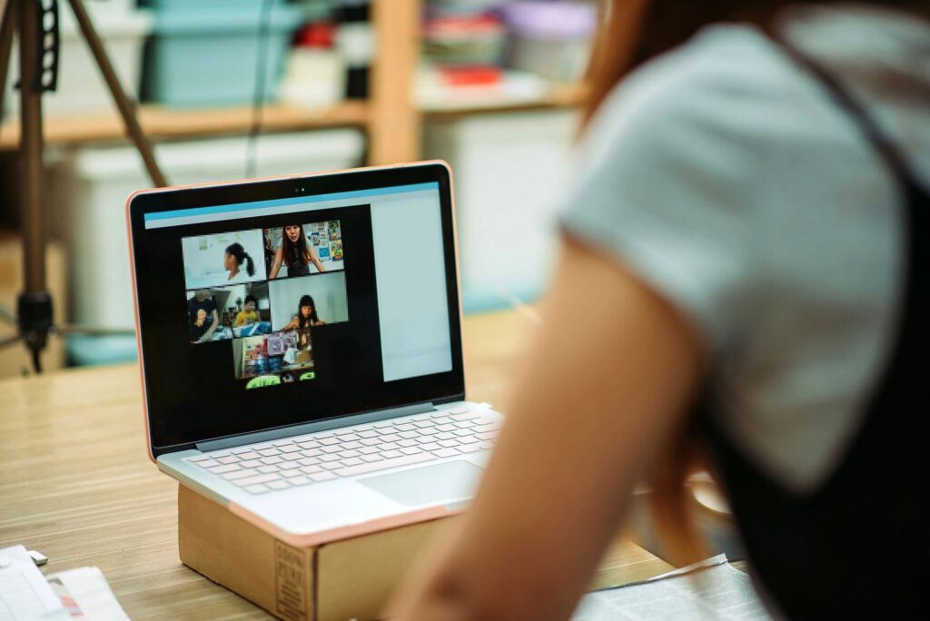 Participant attending an online DOEP class in Texas through live Zoom instruction